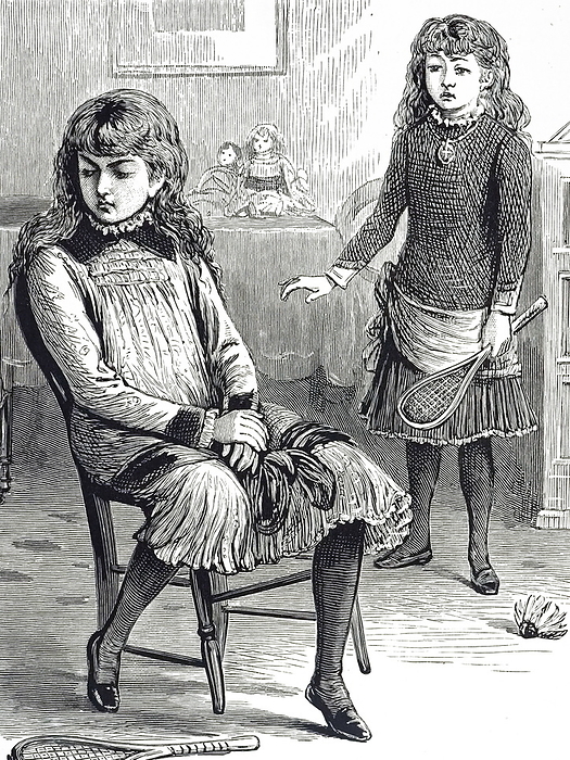 An engraving depicting a young girl sulking An engraving depicting a young girl sulking. Dated 19th century
