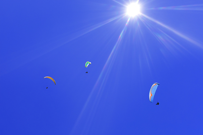 Paragliding and a clear blue sky