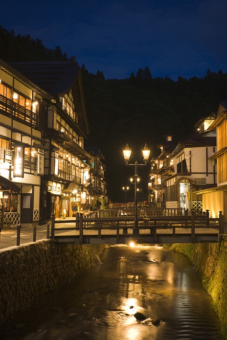 Night view of Ginzan Onsen, Yamagata Prefecture