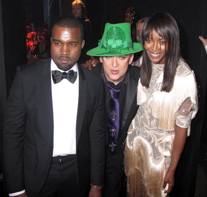 64th Cannes International Film Festival  2011  Kanye West, Boy George and Naomi Campbell, May 19, 2011 : Kanye West, Boy George and Naomi Campbell. 2011 amfAR s Cinema Against AIDS Gala Inside. 2011 Cannes Film Festival. Hotel Du Cap..Cap D Antibes, France. Thursday, May 19, 2011.