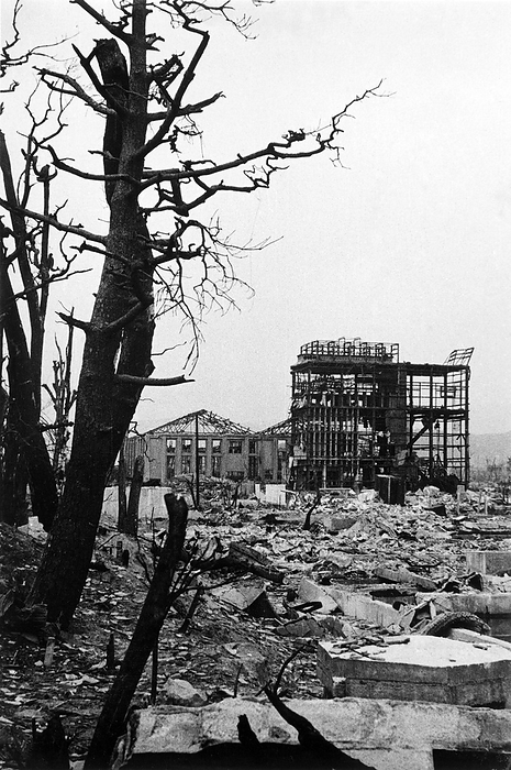161216 0024   Atomic Bombing of Hiroshima   1945 Japan   Atomic Bombing of Hiroshima     US military archival photo of the aftermath of the atomic bombing of Hiroshima, ca. 1945  Showa 20 . 20 .  Warning: clear, but slightly out of focus.  20th century vintage gelatin silver print.