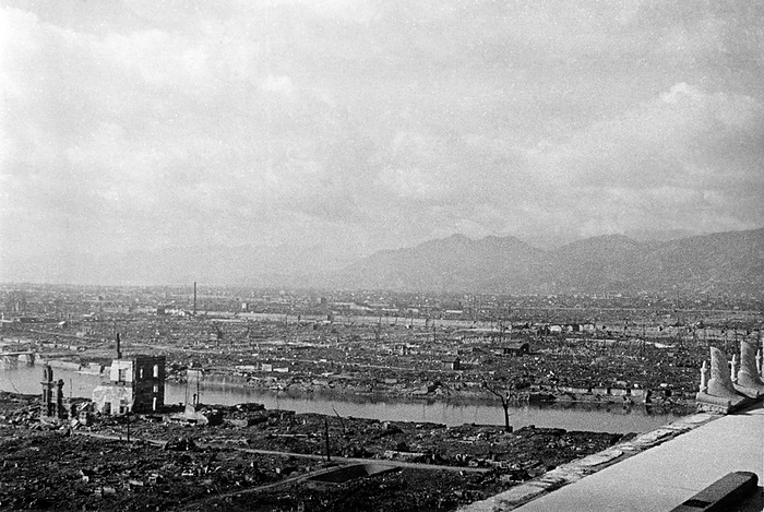 161216 0025   Atomic Bombing of Hiroshima   1945 Japan   Atomic Bombing of Hiroshima     US military archival photo of the aftermath of the atomic bombing of Hiroshima, ca. 1945  Showa 20 .  Warning: clear, but slightly out of focus.  20th century vintage gelatin silver print.  Photo by MeijiShowa     