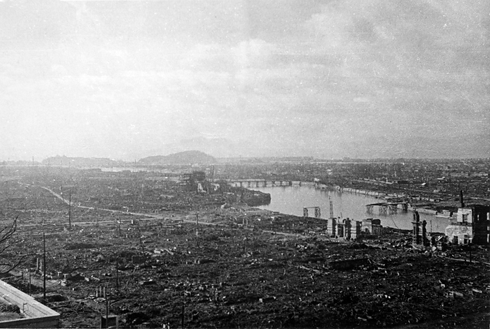 161216 0030   Atomic Bombing of Hiroshima   1945 Japan   Atomic Bombing of Hiroshima     US military archival photo of the aftermath of the atomic bombing of Hiroshima, ca. 1945  Showa 20 .  Warning: clear, but slightly out of focus.  20th century vintage gelatin silver print.  Photo by MeijiShowa     