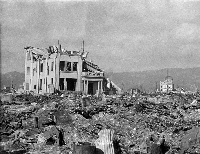 161216 0047   Atomic Bombing of Hiroshima   1945 Japan   Atomic Bombing of Hiroshima     US military archival photo of the aftermath of the atomic bombing of Hiroshima, ca. 1945  Showa 20 . 20 .  Warning: clear, but slightly out of focus.  20th century vintage gelatin silver print.