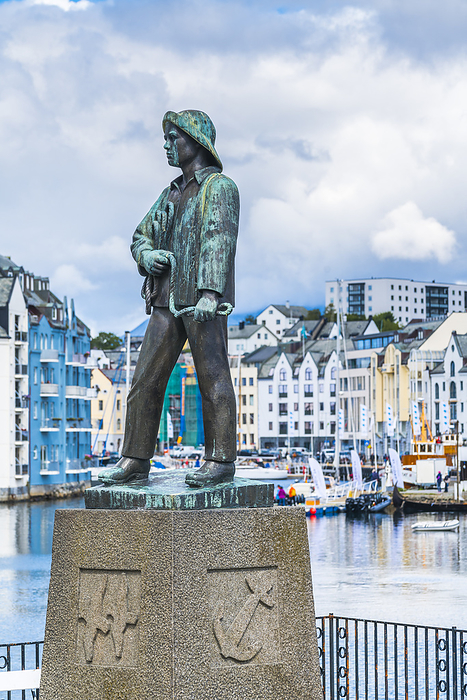Norway Fiskergutten or fisher boy statue, Alesund, More og Romsdal county, Norway, Photo by Roberto Moiola