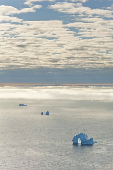 Seascape with icebergs, Baffin Bay, Greenland waters.