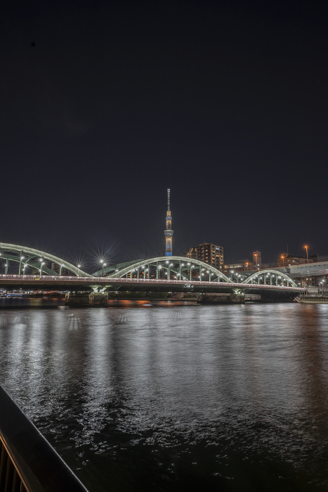 Scenery of Sumida River Illuminated Stable Bridge