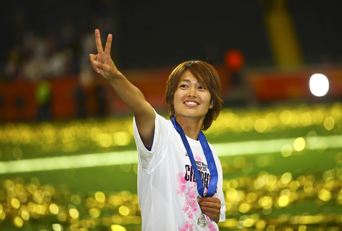 2011 FIFA Women s World Cup Nadeshiko Japan wins first place Kozue Ando  JPN , JULY 17, 2011   Football : Kozue Ando of Japan celebrates after winning the FIFA Women s World Cup Germany 2011 Final match between Japan 2 3 1 2 United States at Commerzbank Arena in Frankfurt, Germany.