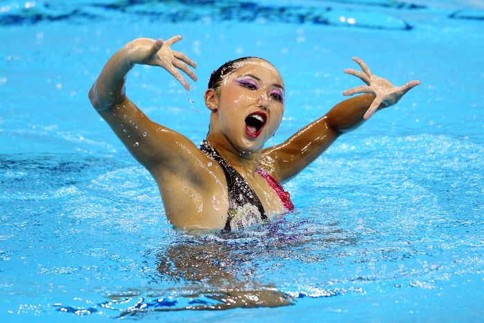 World Swimming 2011 Shanghai Synchronized Solo Free Final Yumi Adachi  JPN  July 20, 2011   Synchronised Swimming :. 14th FINA World Championships Shanghai 2011, Solo Free Routine Final at Oriental Sports Center Indoor Stadium, Shanghai, China.   Photo by AFLO SPORT   1045 .