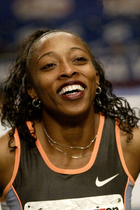 Gail Devers (USA) after competing in the 60 Meter Hurldles at the 2003 Verizon Millrose Games at Madison Square Gardens. Devers won the race in a new American indoor record time of 7.78 seconds breaking the previous record of 7.81 by Jackie Joyner-Kersee.
02/07/2003 New York City. (C)AFLO FOTO AGNECY(917)