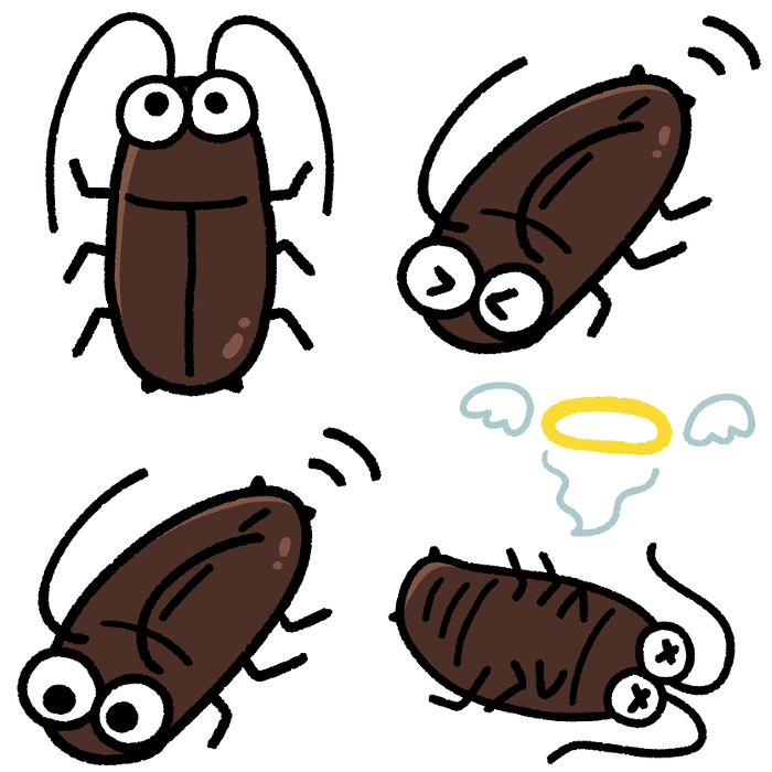 Cute cockroach character pose set