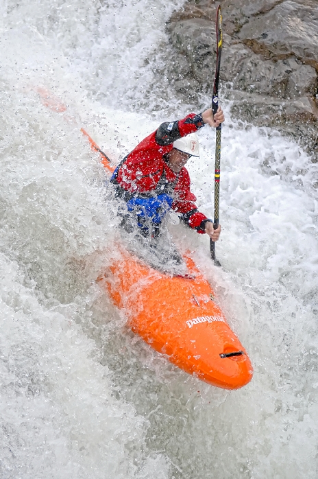 A kayaker takes the plunge on some  good whitewater on the  Alseseca River in the Veracruz region of Mexico.