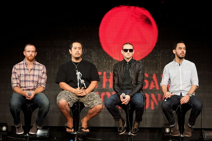 LINKIN PARK, Sep 09, 2011 : Tokyo, Japan - (L-R) Dave Pharrell, Joe Hahn, Chester Bennington and Mike Shinoda attend 