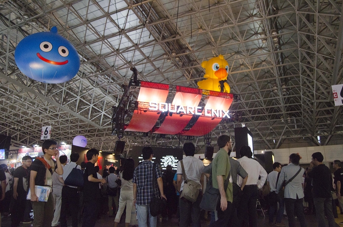 Tokyo Game Show Begins Social games in the spotlight  September 15, 2011, Chiba, Japan   Exhibits promote their new released games during the Tokyo Game Show 2011 in Makuhari near Tokyo, Japan : The Tokyo Game Show, which is the world s largest computer entertainment festival, is held from September 17th to 18th with enjoyment of playing video games. Visitors can try newly promoted games and devices such as the PlayStation Vita. For this year, 192 game companies participate this event.  Photo by Yumeto Yamazaki AFLO   3686 