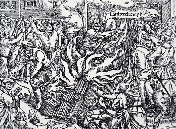 Engraving depicting the burning of John Rogers Engraving depicting the burning of John Rogers  1500 1555  a clergyman, Bible translator and commentator. Dated 16th Century