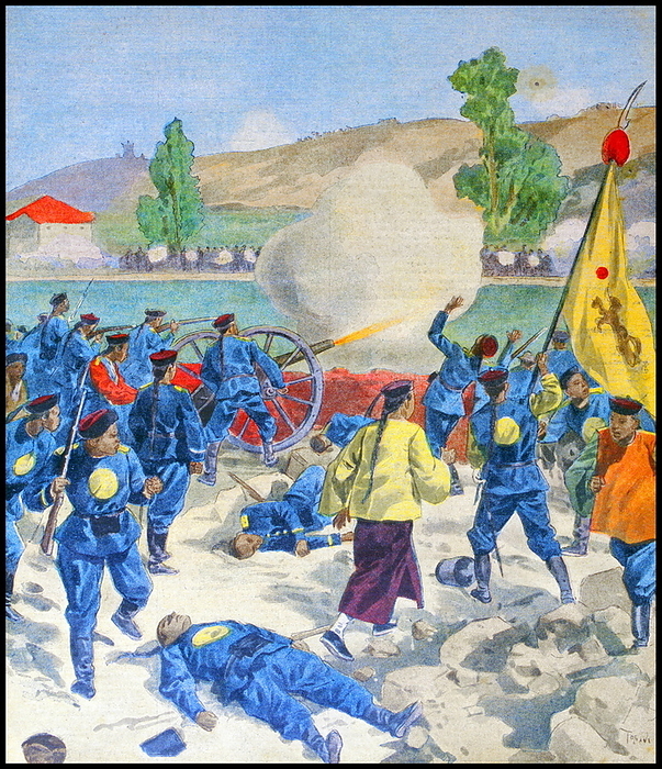 Boxer rebels with flag in action during a battle in the Boxer Uprising or Yihequan Movement. Boxer rebels with flag in action during a battle in the Boxer Uprising or Yihequan Movement. This was a violent anti foreign and anti Christian uprising that took place in China between 1899 and 1901, towards the end of the Qing dynasty. It was initiated by the Militia United in Righteousness  Yihetuan , known in English as the  Boxers , and was motivated by proto nationalist sentiments and opposition to imperialist expansion and associated Christian missionary activity.