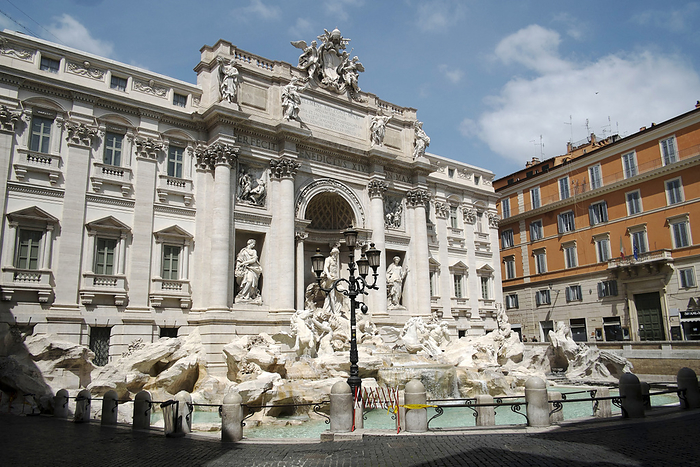 Trevi Fountain, deserted due to the 2020 Covid 19 lockdown restrictions, Rome, Italy Trevi Fountain, deserted due to the 2020 Covid 19 lockdown restrictions, Rome, Lazio, Italy, Europe, Photo by Oliviero Olivieri