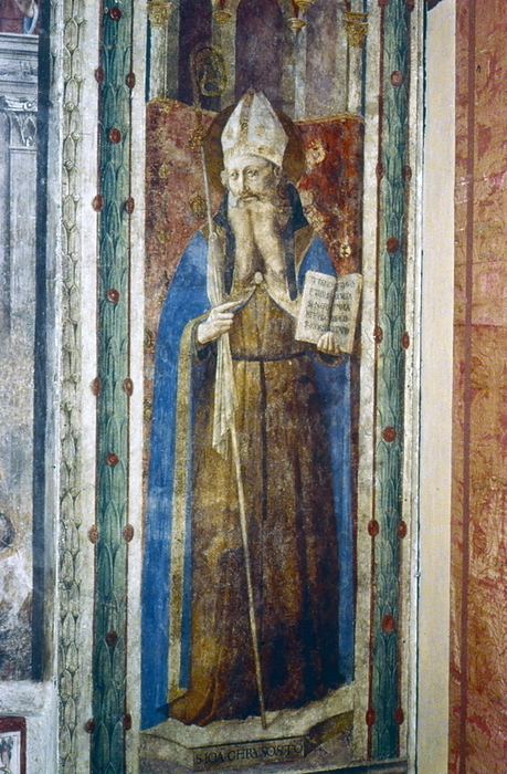St Gregory, Gregory I, the Great  540 604 , Pope from 590. Fresco in the Chapel of Nicholas V, Vatican, Rome, St Gregory, Gregory I, the Great  540 604 , Pope from 590. Fresco in the Chapel of Nicholas V, Vatican, Rome, dedicated to St Stephen and St Laurence: Fresco by Fra Angelico  c1400 55  Italian painter. Early Renaissance. Media: tempera, panel. Fra Angelico s frescoes for Pope Nicholas V s private Vatican chapel  c. 1448 9  depict select scenes from the lives of early Christian martyrs