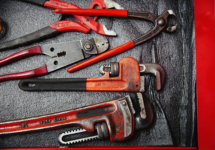 Red wrenches and pliers