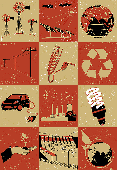 Collage of objects related to environment, illustration Collage of objects related to environment, illustration.