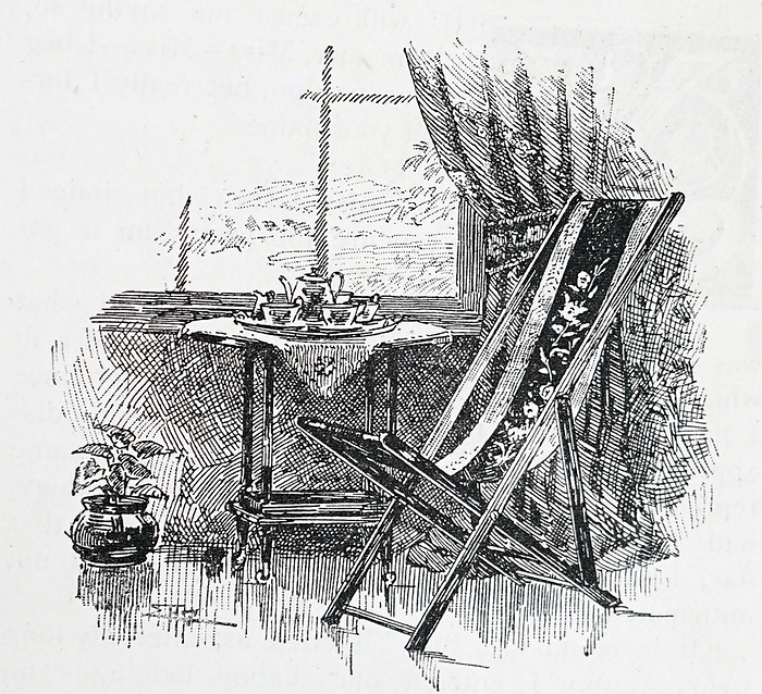 Engraving depicting a folding hammock Engraving depicting a folding hammock   deck   chair.