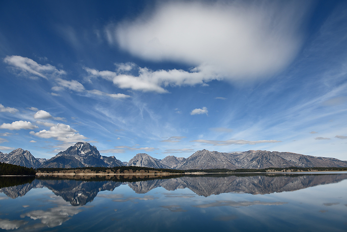 Teton Mountains reflected on the water
