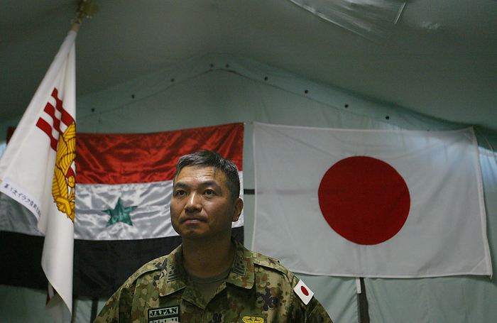 Japanese troops Chief commander Colonel Bansho. Japanese troops Chief commander Colonel Koichiro Bansho have a press conference in Japanese troop camp in Samawa South of Iraq.