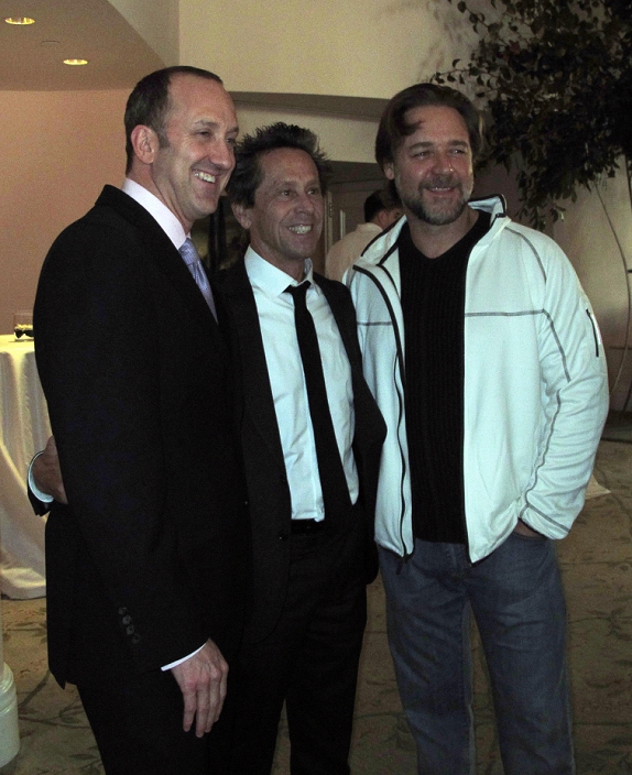 Jimmy Horowitz, Brian Glazer and Russell Crowe, Dec 02, 2011 : March of Dimes Annual Celebration of Babies Luncheon - Inside. Beverly Hills Hotel. Beverly Hills, CA, USA. Friday December 02, 2011.