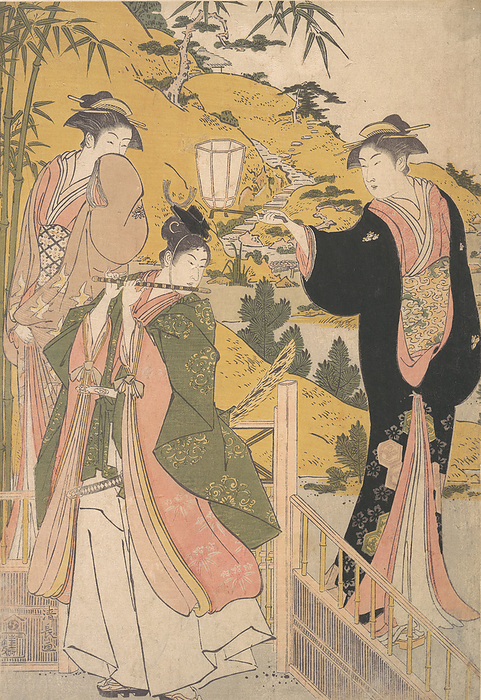 Yoshitsune Serenading Jorurihime, ca. 1785. Creator: Torii Kiyonaga. Yoshitsune Serenading Jorurihime, ca. 1785.