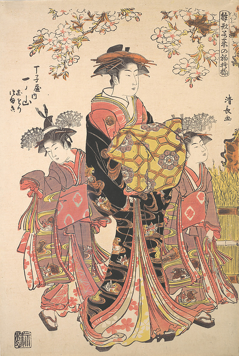 An Oiran Accompanied by Two Kamuro. Creator: Torii Kiyonaga. An Oiran Accompanied by Two Kamuro.
