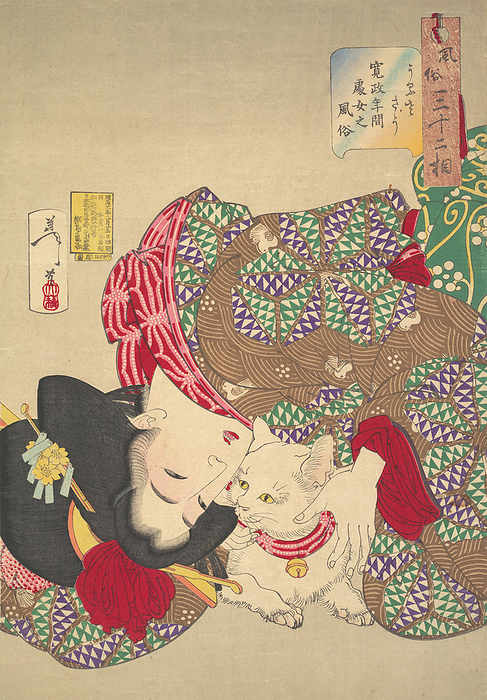 Teasing the Cat, 1888. Creator: Tsukioka Yoshitoshi. Teasing the Cat, 1888.