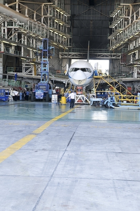 Aircraft maintenance Aircraft maintenance. Sun D or Boeing 757 in a maintenance hanger at Ben Gurion international airport, Israel.