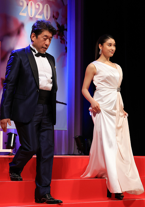 The opening ceremony for the Tokyo International Film Festival is held  October 31, 2020, Tokyo, Japan   Japanese film director Jimon Terakado  L  and actress Tao Tsuchiya  R  of their movie  Food Luck  attend the opening ceremony of the Tokyo International Film Festival  TIFF  in Tokyo on Saturday, October 31, 2020. The TIFF will be held from October 31 through November 9.         Photo by Yoshio Tsunoda AFLO 