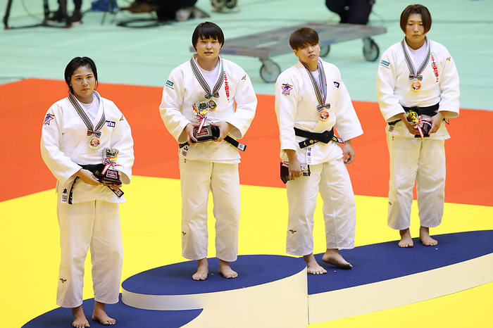 2020 Judo Kodokan Cup Women s 78kg Award Ceremony  L to R  Mao Izumi, Rika Takayama, Ruika Sato, Shiyu Umezu, OCTOBER 31, 2020   Judo :. Kodokan Cup 2020 Women s  78kg Award Ceremony at Chiba Port Arena, Chiba, Japan.  Photo by YUTAKA AFLO SPORT 