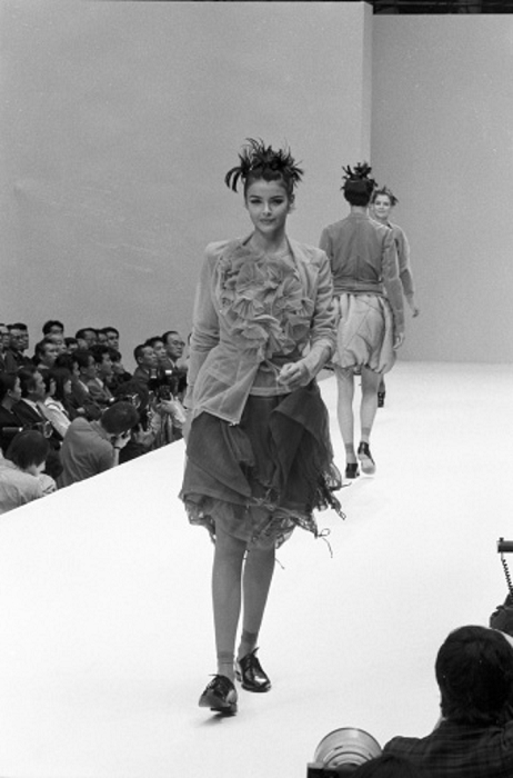     1990 Fall Winter Tokyo Collection Comme des Garcons fashion show. At Sendagaya, Tokyo.  April 14, 1990 