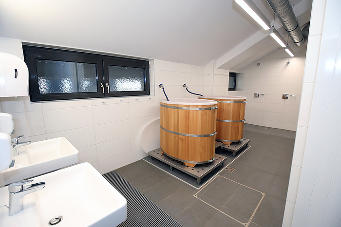Merkur Arena, Austria A general view of the shower room ahead of the International Friendly match between Japan and Panama at Merkur Arena in Graz, Austria, November 12, 2020.  Photo by JFA AFLO 