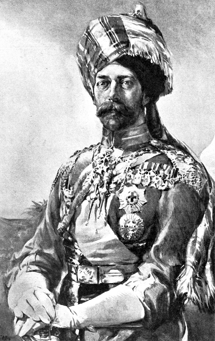 Genealogy of the British Royal Family  King George V  1914   The King Emperor as Colonel In Chief, Lancers, Indian Army , 1914. King George V  1865 1936  in military uniform during the First World War. Illustration from The Great War HW Wilson, Vol I,  London, 1914 .   