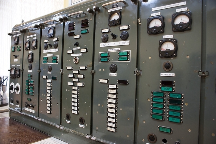Power control cabinets in Baikonur museum Russian power control cabinets in Baikonur space museum, Kazakhstan