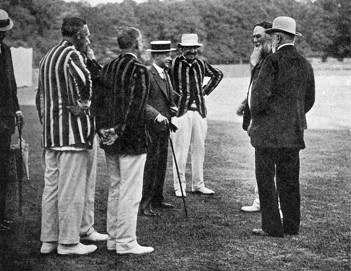 Edward VIII  1911  Royal cricketers at Cumberland Lodge, Windsor Great Park, Berkshire, 1911  1912 . Featured are Prince Christian Victor of Schleswig Holstein, Edward, Prince of Wales, WG Grace and Prince Christian of Schleswig Holstein. From Imperial Cricket, edited by P F Warner and published by The London and Counties Press Association Ltd  London, 1912 .   