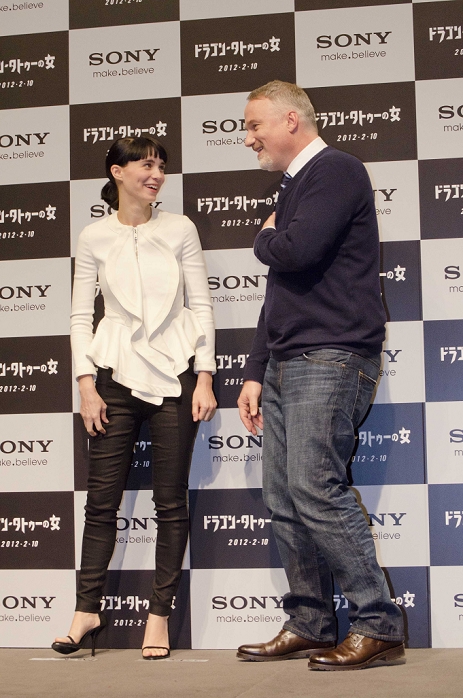 Rooney Mara and David Fincher, Jan 31, 2012 : Tokyo, Japan, The movie directer David Fincher and Rooney Mara appear at a press conference for the film 'The Girl with the Dragon Tattoo' in the Tokyo Midtown. This story is based on a Swedish crime novel 