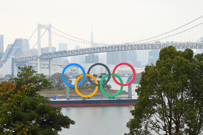 Tokyo 2020 preview The giant Olympic rings are displayed at the Odaiba in Tokyo Japan on December 3, 2020. The Olympic Symbol was reinstalled after maintenance ahead of the postponed Tokyo 2020 Olympic Games.  Photo by Naoki Nishimura AFLO SPORT 