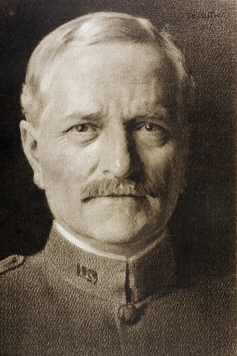  World War I John Pershing  1918  General John Joseph  Black Jack  Pershing, 1860 to 1948. Commander of American Expeditionary Force in World War I. After a work in pencil by J.B. Guth. From L Illustration, 1918.