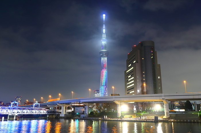 NiziU debut in Japan Tokyo Skytree tower is lit up in rainbow color to commemorate Japanese girl group NiziU s official debut in Tokyo, Japan on December 3, 2020.  Photo by Naoki Nishimura AFLO 