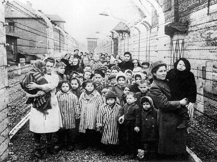 Children in a Nazi extermination camp in Eastern Europe circa 1945.