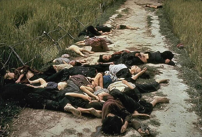Son My Village Massacre  March 1968  The My Lai Massacre, the mass murder of 347 to 504 unarmed citizens of the Republic of Vietnam  South Vietnam , almost entirely civilians and the majority of them women and children, perpetrated by US Army forces on March 16 1968. Bodies of some of the victims lying along a road.