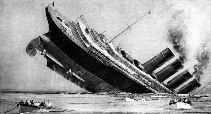 The  Lusitania  Incident The  Lusitania  Incident  May 7, 1915  Sinking of the American liner  Lusitania  after being struck by a torpedo from a German submarine, 7 May 1915. A number of passengers drowned. Germans claimed she was carrying munitions.