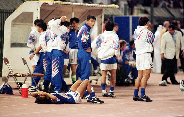 1994 FIFA World Cup Final Qualifying Round in Asia Doha Tragedy Masashi Nakayama  JPN , OCTOBER 28, 1993   Football   Soccer : Masashi Nakayama  JPN , frustrated after falling down during the FIFA World Cup USA 1994 Asian Qualify Final Round match between Japan and Iraq  Date 19931028  Location Doha, Qatar FIFA World Cup USA 1994 Asian Qualify Final Round match between Japan 2 2 Iraq at Al Ahli Stadium in Doha, Qatar. The match later became known as the Agony of Doha.