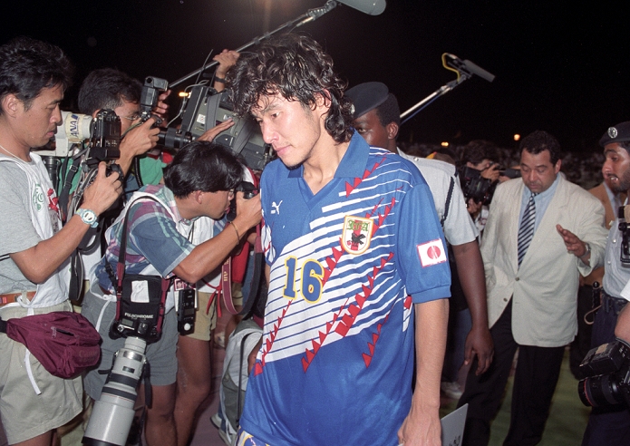 1994 FIFA World Cup Final Qualifying Round in Asia Doha Tragedy Masashi Nakayama  JPN , OCTOBER 28, 1993   Football   Soccer : Masashi Nakayama looks on in frustration as Japan draws with Iraq and misses out on the World Cup. FIFA World Cup USA 1994 Asian Qualify Final Round match between Japan 2 2 Iraq at Al Ahli Stadium in Doha, Qatar. The match later became known as the Agony of Doha.