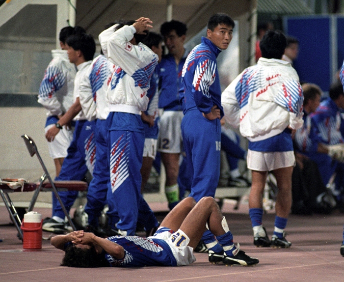 1994 FIFA World Cup Final Qualifying Round in Asia Doha Tragedy Masashi Nakayama  JPN , OCTOBER 28, 1993   Football   Soccer : Masashi Nakayama disappointed to miss out on the World Cup after drawing with Iraq FIFA World Cup USA 1994 Asian Qualify Final Round match between Japan 2 2 Iraq at Al Ahli Stadium in Doha, Qatar. The match later became known as the Agony of Doha.