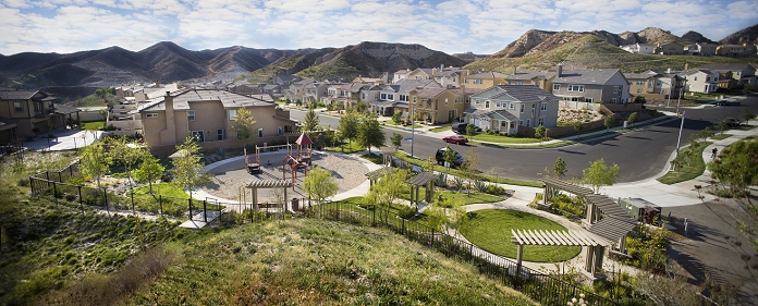 Housing community with park and children's playground